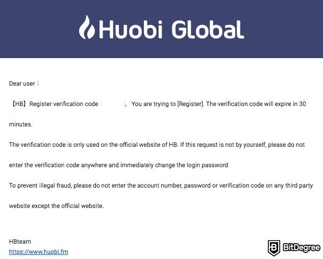 Huobi exchange review: email.