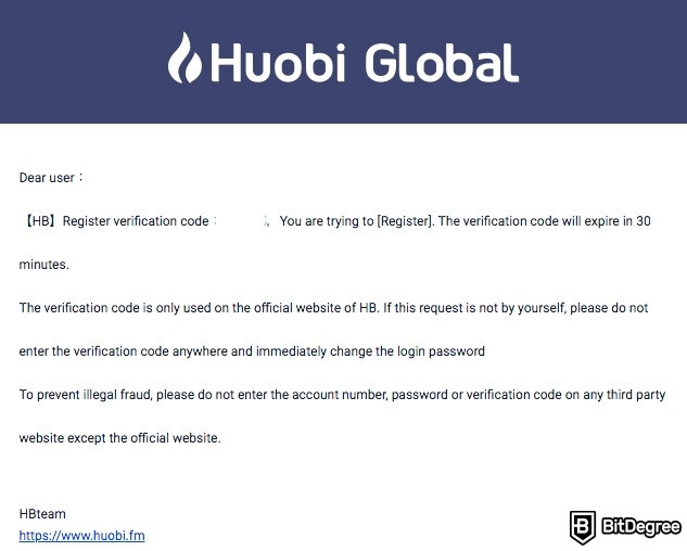 Análise Huobi: email.