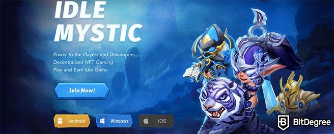 Idle Mystic play to earn: the front page of the Idle Mystic game.