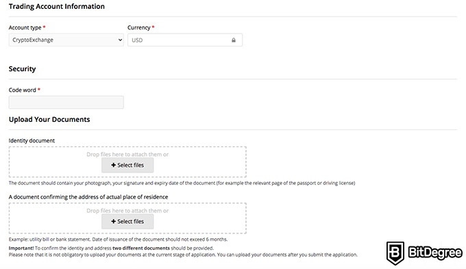 Just2Trade review: trading account information.