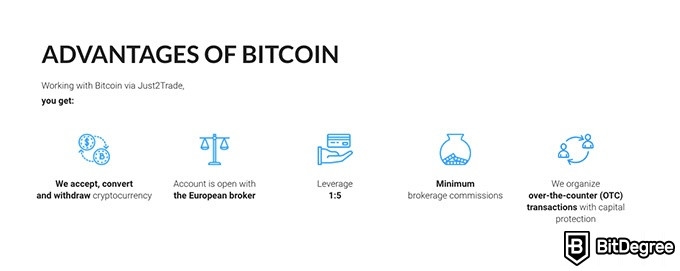 Reseñas Just2Trade: Ventajas de Bitcoin.