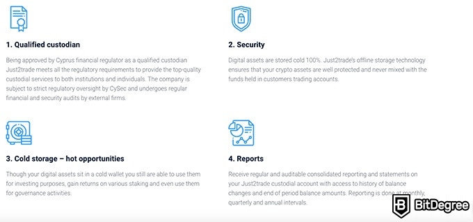 Reseñas Just2Trade: Alta seguridad.