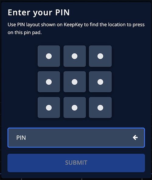 KeepKey review: enter pin.