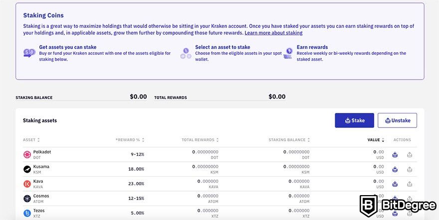 Kraken Staking İncelemesi: Kraken Staking Ana Sayfa