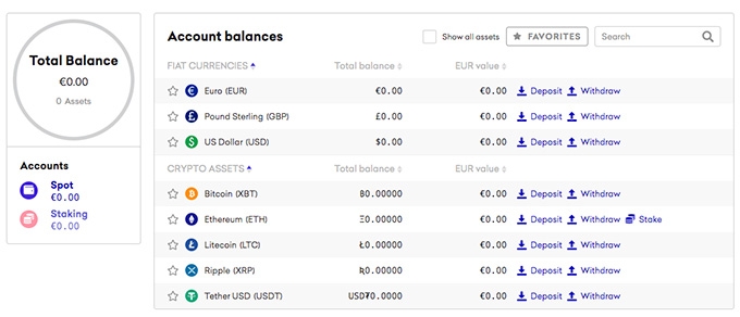 Portefeuille kraken: balance.