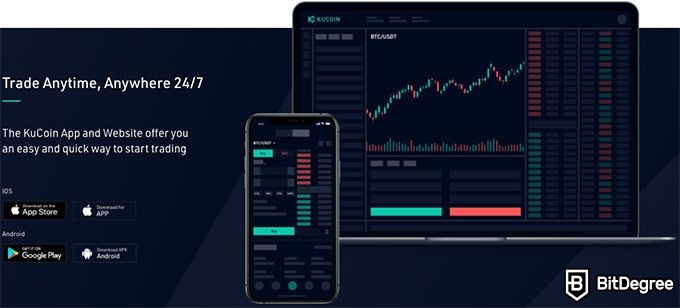 Avis kucoin: interface application.