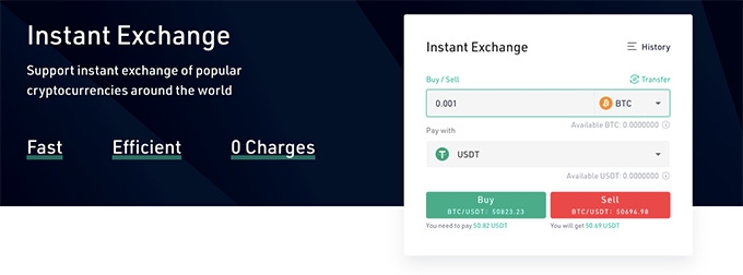 Kucoin wallet: échange instantané.