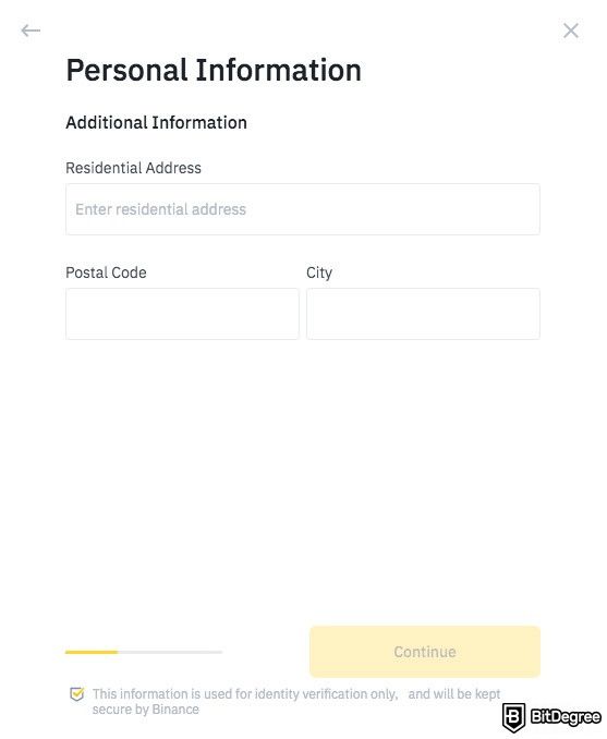KYC: entering your residential address on Binance.