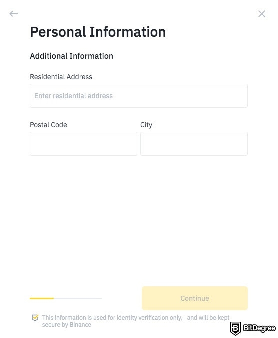 O que é KYC: inserindo seu endereço residencial na Binance.