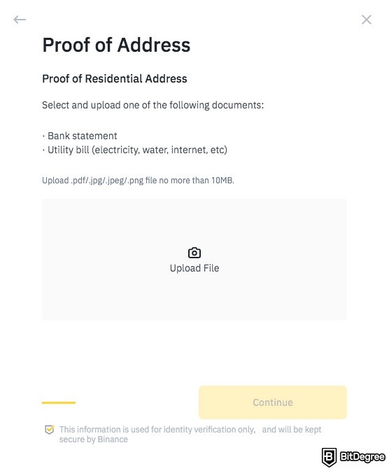 KYC: proving your address on Binance.