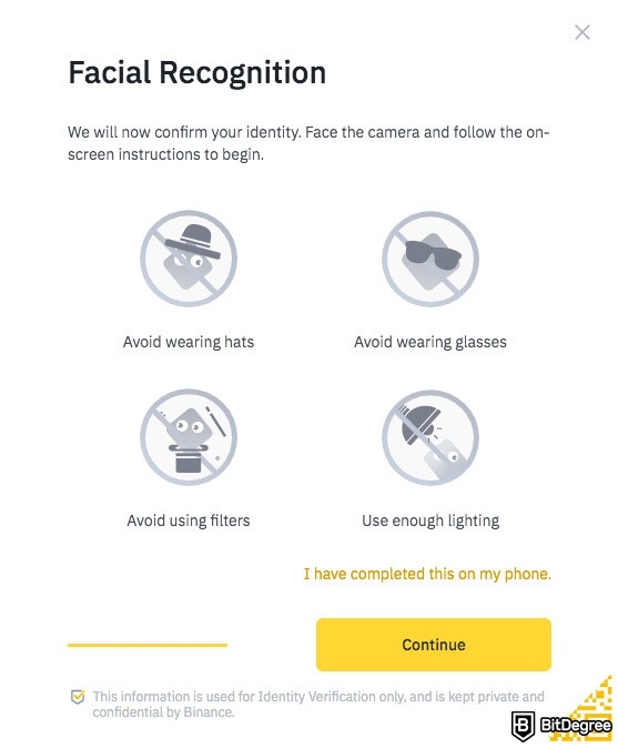 O que é KYC: verificações de reconhecimento facial na Binance.