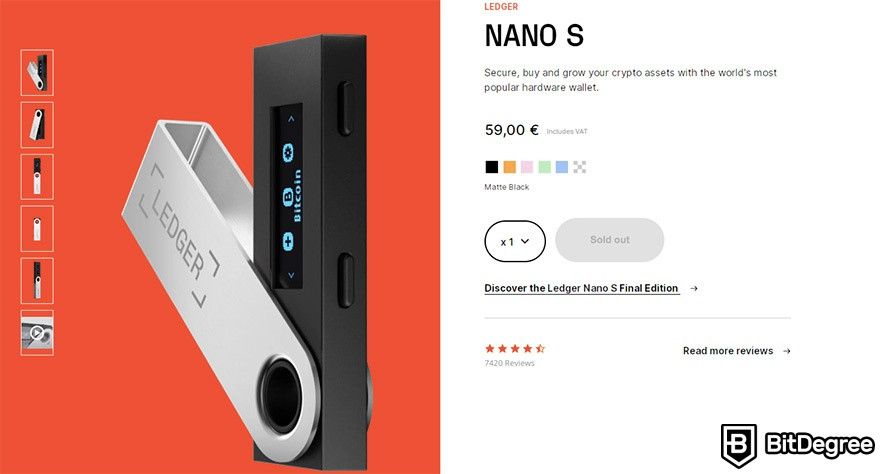 Ledger Nano S review: the pricing of the Ledger Nano S wallet.