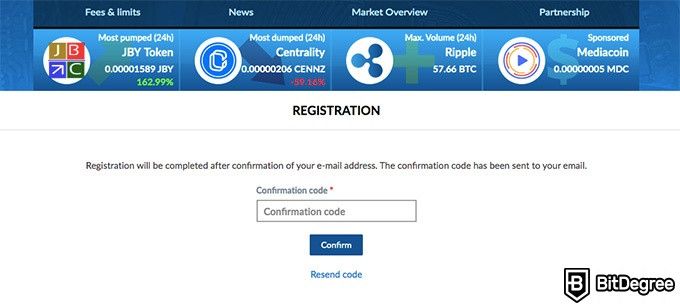 Análise da Exchange Livecoin: código de confirmação.