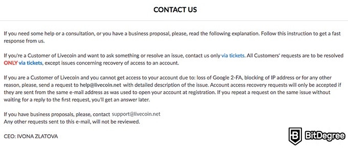 Livecoin exchange review: customer support.