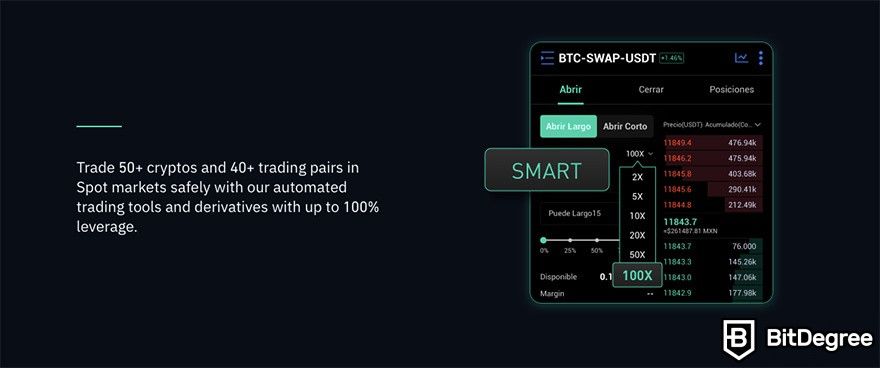 Mexo review: trade supported crypto assets.