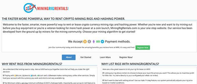 Облачный майнинг Litecoin: главная страница MiningRigRentals.
