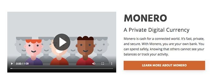 Análise da Moeda Monero: Página inicial.