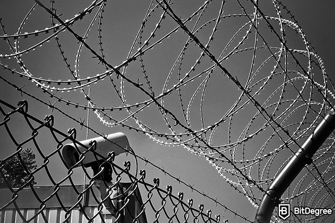 Most secure vault in the world: a barbwire fence, and a security camera.