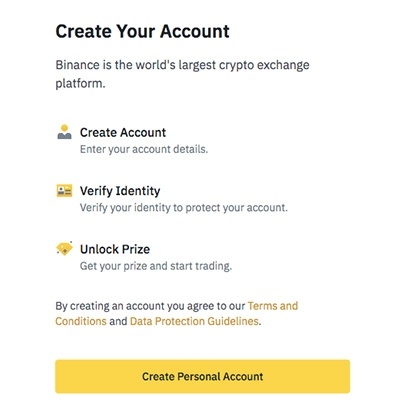 NFT gaming: create an account on Binance.