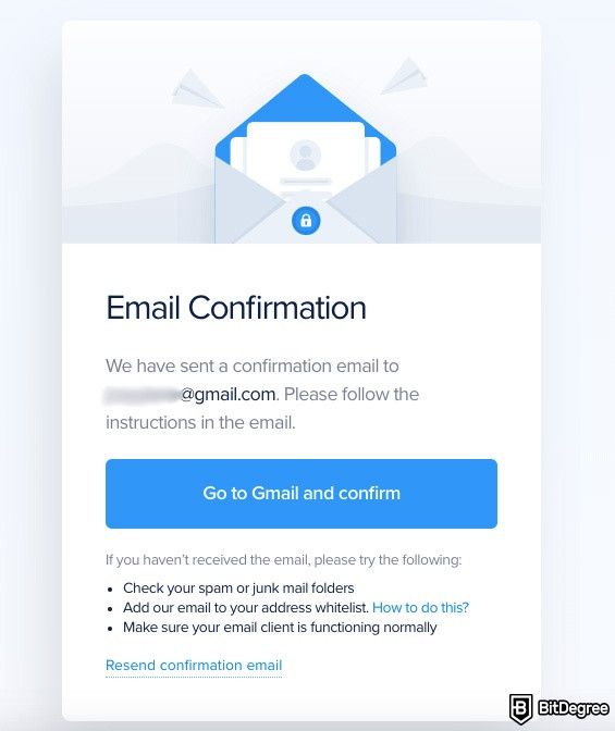 Nominex review: email confirmation.
