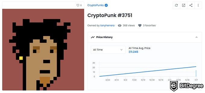 OpenSea review: CryptoPunk #3751.