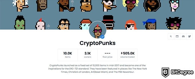 Đánh giá OpenSea: bộ sưu tập CryptoPunk.