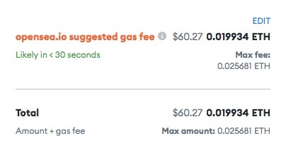 OpenSea review: Ethereum gas fees.