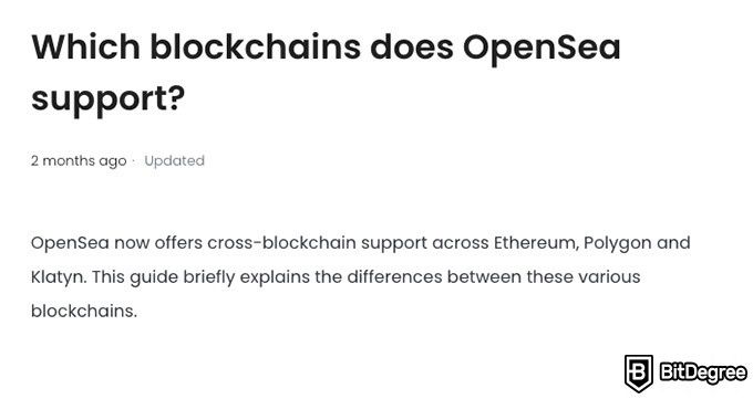 OpenSea review: OpenSea supported blockchain.