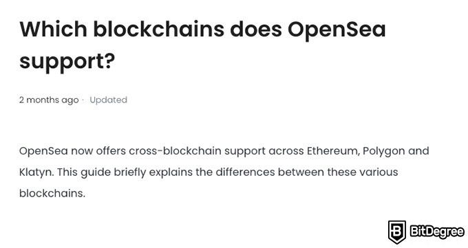 Reseña OpenSea: Blockchains Admitidas por OpenSea.