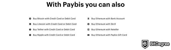 Análise da Paybis: recursos adicionais.