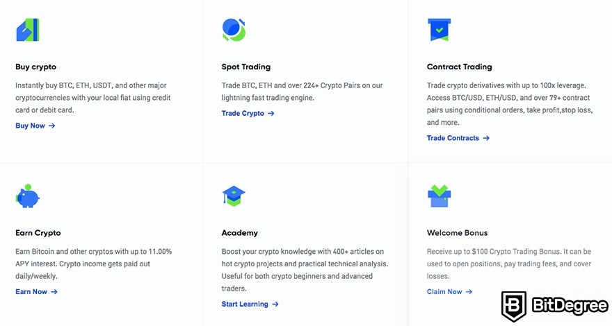 Resenha do Phemex: a variedade de recursos disponíveis no Phemex.