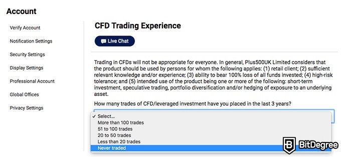 Análise da Plus500: experiência de treinamento CFD.