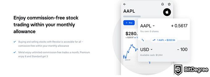 Revolut crypto review: commision-free stock trading.