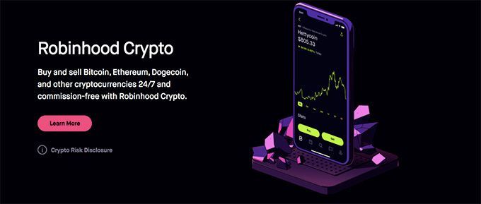 Robinhood crypto wallet: front page.
