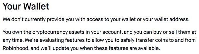 Robinhood Crypto: Ví.