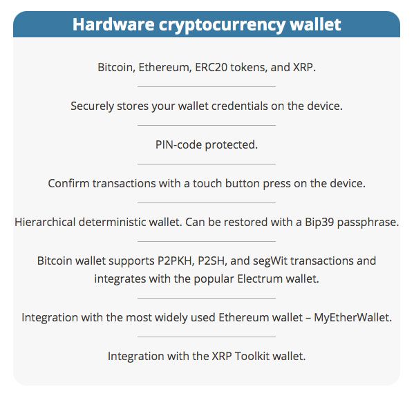 Secalot review: hardware wallet features.
