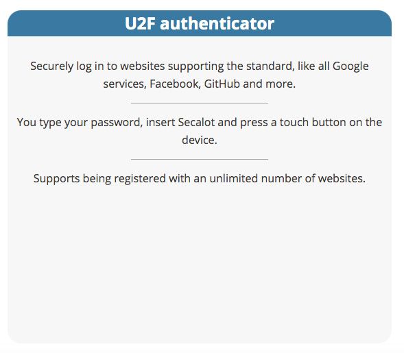 Secalot отзывы: U2F аутентификатор.