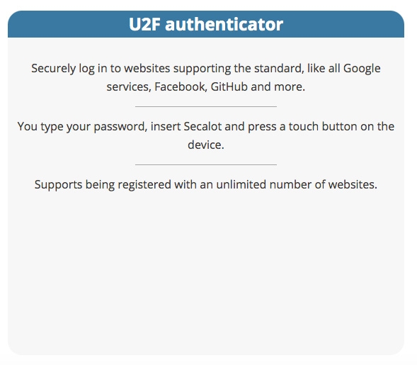 Reseña Secalot: Funcionalidad U2F.