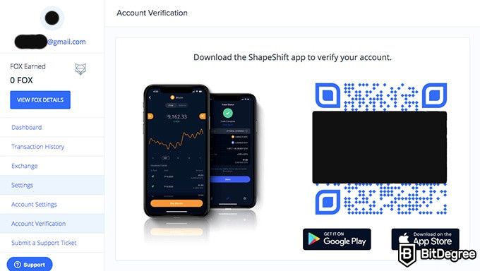ShapeShift exchange review: account verification.