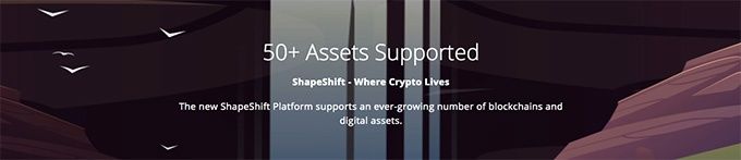 Resenha do ShapeShift: mais de 50 ativos suportados.