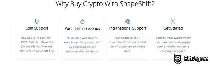 Đánh giá sàn ShapeShift: Các tính năng của ShapeShift.