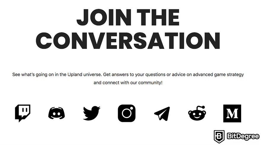 Análise do Upland: as várias redes sociais do Upland.