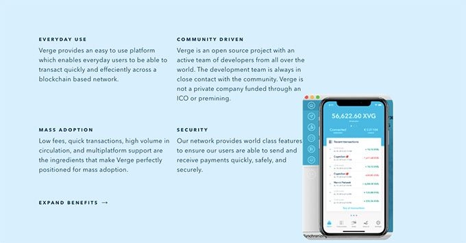 Verge coin: Verge coin features.