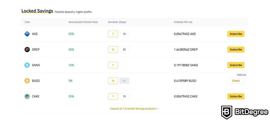 Ways to earn Bitcoin: Binance locked savings.