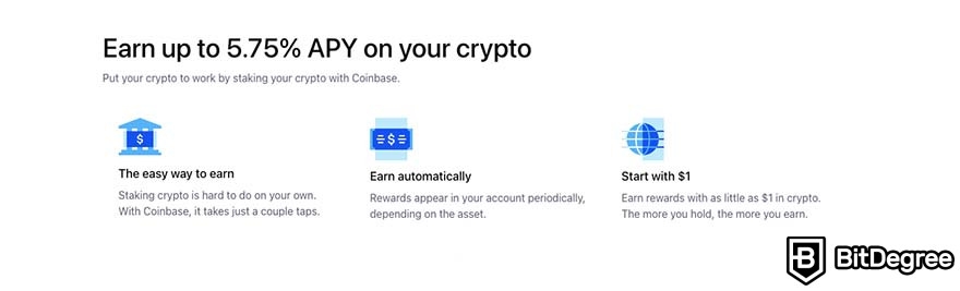 Ways to earn Bitcoin: Coinbase staking rewards.