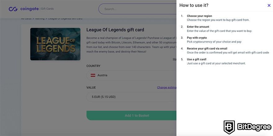 What can you buy with Bitcoins: Coingate League of Legends gift card acquisition tutorial.
