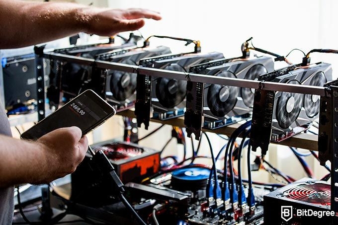 Miner bitcoin: un bloc et une chaine.