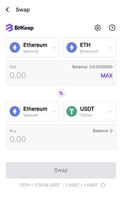 What is BitKeep: swapping interface.