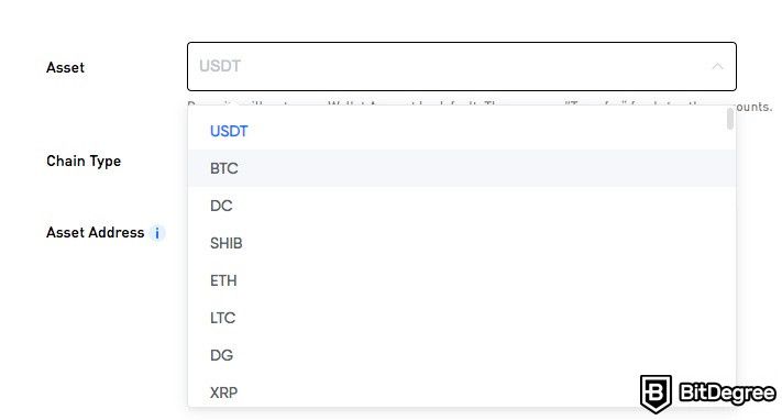 O que é Deepcoin: depositar BTC.