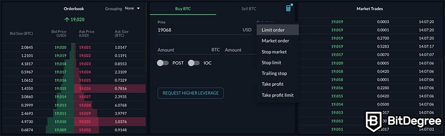 What is FTX: order book, market trades, trading screen.